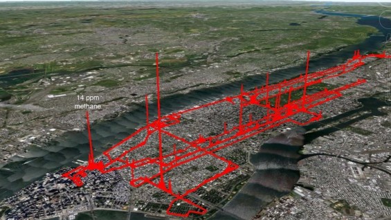 Results of methane survey of parts of Manhattan on 27 November 2012